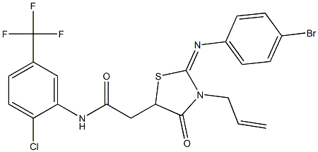 2-{3-allyl-2-[(4-bromophenyl)imino]-4-oxo-1,3-thiazolidin-5-yl}-N-[2-chloro-5-(trifluoromethyl)phenyl]acetamide,663944-11-4,结构式