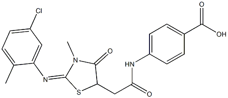 4-[({2-[(5-chloro-2-methylphenyl)imino]-3-methyl-4-oxo-1,3-thiazolidin-5-yl}acetyl)amino]benzoic acid|