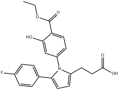 3-[1-[4-(ethoxycarbonyl)-3-hydroxyphenyl]-5-(4-fluorophenyl)-1H-pyrrol-2-yl]propanoic acid,664312-01-0,结构式