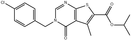 isopropyl 3-(4-chlorobenzyl)-5-methyl-4-oxo-3,4-dihydrothieno[2,3-d]pyrimidine-6-carboxylate Structure