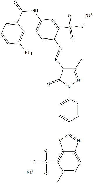 6844-76-4 7-Benzothiazolesulfonic acid, 2-[4-[4-[[4-[(3-aminobenzoyl)amino]-2-sulfophenyl]azo]-4,5-dihydro-3-methyl-5-oxo-1H-pyrazol-1-yl]phenyl]-6-methyl-, disodium salt