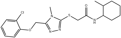 2-({5-[(2-chlorophenoxy)methyl]-4-methyl-4H-1,2,4-triazol-3-yl}sulfanyl)-N-(2-methylcyclohexyl)acetamide,692262-84-3,结构式