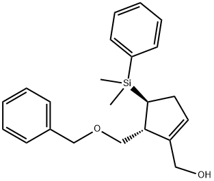 1-Cyclopentene-1-Methanol, 4-(diMethylphenylsilyl)-5-[(phenylMethoxy)Methyl]-, (4S,5R)- 化学構造式