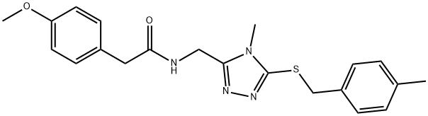 2-(4-methoxyphenyl)-N-({4-methyl-5-[(4-methylbenzyl)sulfanyl]-4H-1,2,4-triazol-3-yl}methyl)acetamide 化学構造式