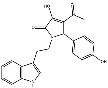 4-acetyl-3-hydroxy-5-(4-hydroxyphenyl)-1-[2-(1H-indol-3-yl)ethyl]-1,5-dihydro-2H-pyrrol-2-one 结构式