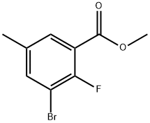 Methyl 3-bromo-2-fluoro-5-methylbenzoate, 72518-21-9, 结构式