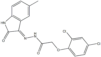 2-(2,4-dichlorophenoxy)-N'-(5-methyl-2-oxo-1,2-dihydro-3H-indol-3-ylidene)acetohydrazide Struktur