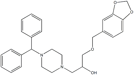 1-(4-benzhydryl-1-piperazinyl)-3-(1,3-benzodioxol-5-ylmethoxy)-2-propanol 化学構造式