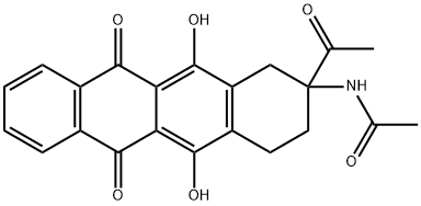 N-(2-Acetyl-5,12-dihydroxy-6,11-dioxo-1,2,3,4,6,11-hexahydro-naphthacen-2-yl)-acetamide Structure