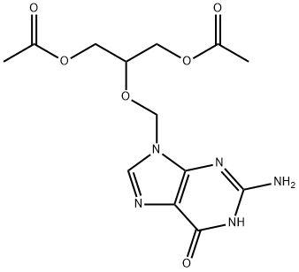 9-(1,3-diacetate-2-propoxymethyl)guanine Struktur