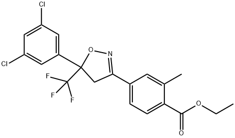 ethyl 4-(5-(3,5-dichlorophenyl)-5-(trifluoromethyl)-4,5-dihydroisoxazol-3-yl)-2-methylbenzoate 化学構造式