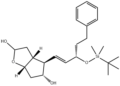 (3AR,4R,5R,6AS)-4-[(1E,3S)-3-[[(叔丁基)二甲基硅烷基]氧基]-5-苯基-1-戊烯基]六氢-2H-环戊二烯并[B]呋喃-2,5-二醇, 865087-12-3, 结构式