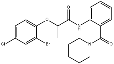 2-(2-bromo-4-chlorophenoxy)-N-[2-(1-piperidinylcarbonyl)phenyl]propanamide,882650-25-1,结构式