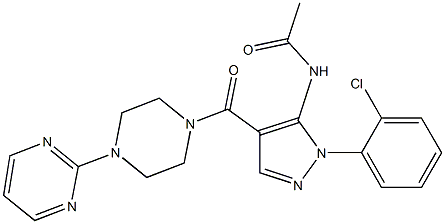 N-(1-(2-chlorophenyl)-4-{[4-(2-pyrimidinyl)-1-piperazinyl]carbonyl}-1H-pyrazol-5-yl)acetamide Structure