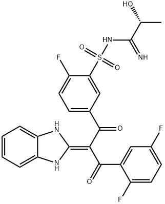 (2R)-N-[[5-[3-(2,5-Difluorophenyl)-2-(1,3-dihydro-2H-benzimidazol-2-ylidene)-1,3-dioxopropyl]-2-fluorophenyl]sulfonyl]-2-hydroxypropanimidamide Structure