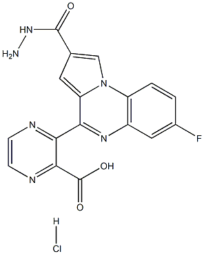 2-(7-Fluoropyrrolo[1,2-a]quinoxalin-4-yl)hydrazide-2-pyrazinecarboxylic acid hydrochloride Struktur