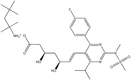 2,4,4-trimethylpentan-2-aminium (3R,5S,6E)-7-{4-(4-fluorophenyl)-6-isopropyl-2-[methyl(methylsulfonyl)amino]pyrimidin-5-yl}-3,5-dihydroxyhept-6-enoate 结构式