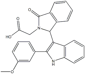 {1-[2-(3-methoxyphenyl)-1H-indol-3-yl]-3-oxo-1,3-dihydro-2H-isoindol-2-yl}acetic acid 化学構造式