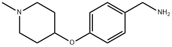 {4-[(1-methylpiperidin-4-yl)oxy]phenyl}methanamine 化学構造式