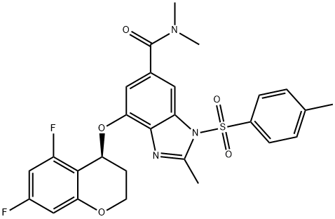 1H-Benzimidazole-6-carboxamide, 4-[[(4S)-5,7-difluoro-3,4-dihydro-2H-1-benzopyran-4-yl]oxy]-N,N,2-trimethyl-1-[(4-methylphenyl)sulfonyl]- Structure