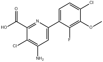 2-Pyridinecarboxylic acid, 4-amino-3-chloro-6-(4-chloro-2-fluoro-3-methoxyphenyl)-, 943832-60-8, 结构式