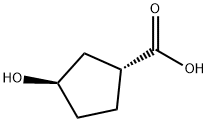 (1R,3R)-3-Hydroxy-cyclopentanecarboxylic acid Struktur