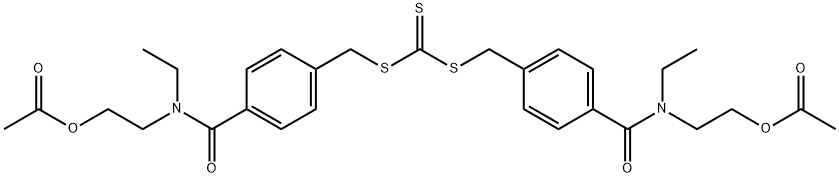 トリチオ炭酸=ビス{4-[エチル-(2-アセチルオキシエチル)カルバモイル]ベンジル} 化学構造式