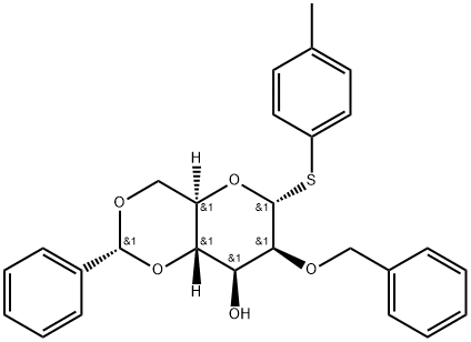 4-Toluoyl-2-O-benzyl-4,6-O-benzylidene-a-D-thiomannopyranoside Structure