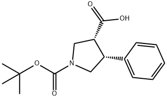 (3R,4R)-1-[(2-methylpropan-2-yl)oxycarbonyl]-4-phenylpyrrolidine-3-carboxylic acid Structure