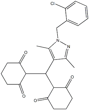 2-[[1-(2-chlorobenzyl)-3,5-dimethyl-1H-pyrazol-4-yl](2,6-dioxocyclohexyl)methyl]cyclohexane-1,3-dione Structure