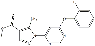 methyl 5-amino-1-[6-(2-fluorophenoxy)-4-pyrimidinyl]-1H-pyrazole-4-carboxylate Struktur