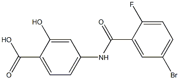 4-[(5-bromo-2-fluorobenzene)amido]-2-hydroxybenzoic acid 化学構造式