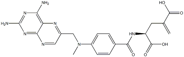 (2S)-2-[4-[N-(2,4-ジアミノ-6-プテリジニルメチル)-N-メチルアミノ]ベンゾイルアミノ]-4-メチレングルタル酸 化学構造式