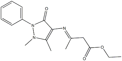 ethyl 3-[(1,5-dimethyl-3-oxo-2-phenyl-2,3-dihydro-1H-pyrazol-4-yl)imino]butanoate Structure