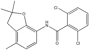 2,6-dichloro-N-(2,2,4-trimethyl-2,3-dihydro-1-benzofuran-7-yl)benzenecarboxamide,,结构式