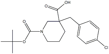 1-(tert-butoxycarbonyl)-3-(4-chlorobenzyl)-3-piperidinecarboxylic acid,,结构式