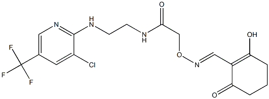 N-(2-{[3-chloro-5-(trifluoromethyl)-2-pyridinyl]amino}ethyl)-2-({[(2-hydroxy-6-oxo-1-cyclohexenyl)methylene]amino}oxy)acetamide Structure