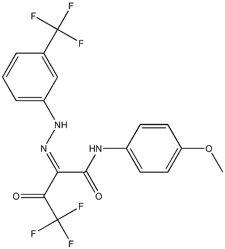 4,4,4-trifluoro-N-(4-methoxyphenyl)-3-oxo-2-{(Z)-2-[3-(trifluoromethyl)phenyl]hydrazono}butanamide,,结构式