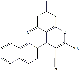 2-amino-7-methyl-4-(2-naphthyl)-5-oxo-5,6,7,8-tetrahydro-4H-chromene-3-carbonitrile Struktur