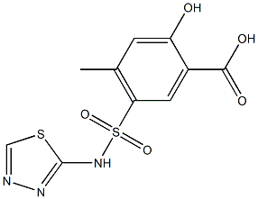 2-hydroxy-4-methyl-5-(1,3,4-thiadiazol-2-ylsulfamoyl)benzoic acid,,结构式