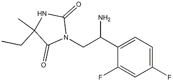 3-[2-amino-2-(2,4-difluorophenyl)ethyl]-5-ethyl-5-methylimidazolidine-2,4-dione 化学構造式