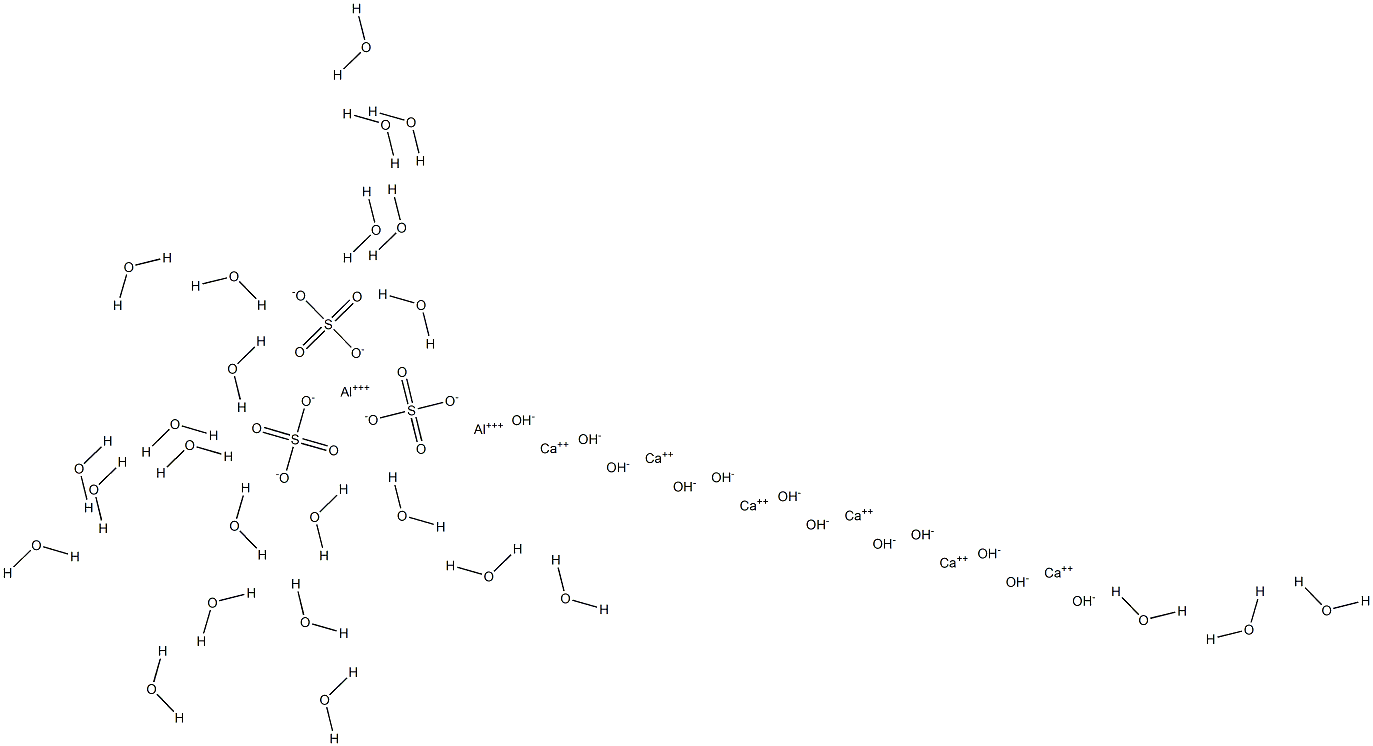 Hexacalcium dialuminum dodecahydroxide trisulfate hexacosahydrate Structure