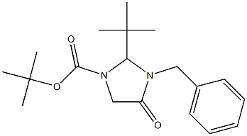 3-Benzyl-2-t-butyl-4-oxoimidazolidine-1-carboxylic acid, t-butyl ester Struktur