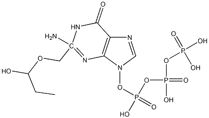 9-(1,3-dihydroxy-2-propoxymethyl)guanine triphosphate Struktur