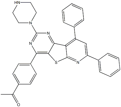 4-(4-acetylphenyl)piperazino-7,9-diphenylpyrido(3',2'-4,5)thieno(3,2-d)pyrimidine,,结构式