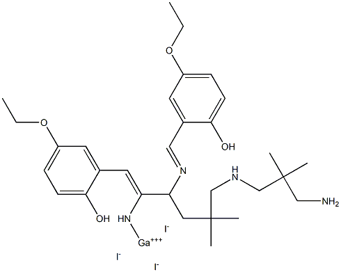(bis(5-ethoxy-2-hydroxybenzylidene)-N,N''-bis(2,2-dimethyl-3-aminopropyl)ethylenediamine)gallium(III) iodide 化学構造式