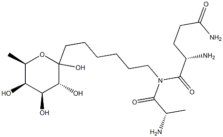 1-(6-(alanyl-glutaminylamino)hex-1-yl)fucopyranose Structure