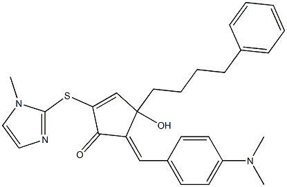 5-(4-N,N-dimethylaminophenylmethylene)-4-hydroxy-2-(1-methylimidazol-2-ylthio)-4-(4-phenylbutyl)-2-cyclopentenone Structure