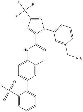 1-(3-(aminomethyl)phenyl)-N-(3-fluoro-2'-(methylsulfonyl)(1,1'-biphenyl)-4-yl)-3-(trifluoromethyl)-1H-pyrazole-5-carboxamide Struktur