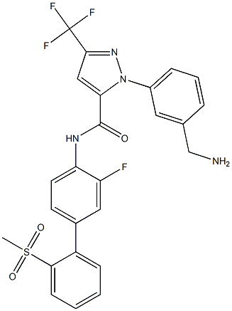 1-(3-(aminomethyl)phenyl)-N-(3-fluoro-2'-(methylsulfonyl)(1,1'-biphenyl)-4-yl)-3-(trifluoromethyl)-1H-pyrazole-5-carboxamide Structure